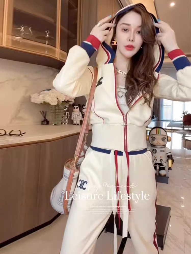 European Street Sportswear Suit for Women 2024 New Spring & Fall Fashion Wear Casual Popular Sweatshirt and Sweatpants