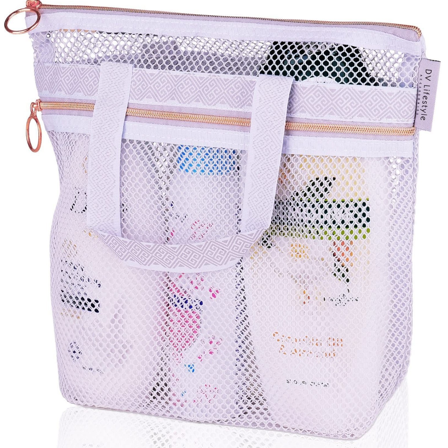 Picture of Travel Wash Bag Shower Handbag Transparent Mesh Makeup Bag Storage Bag Travel Wash Bag Beach Bag