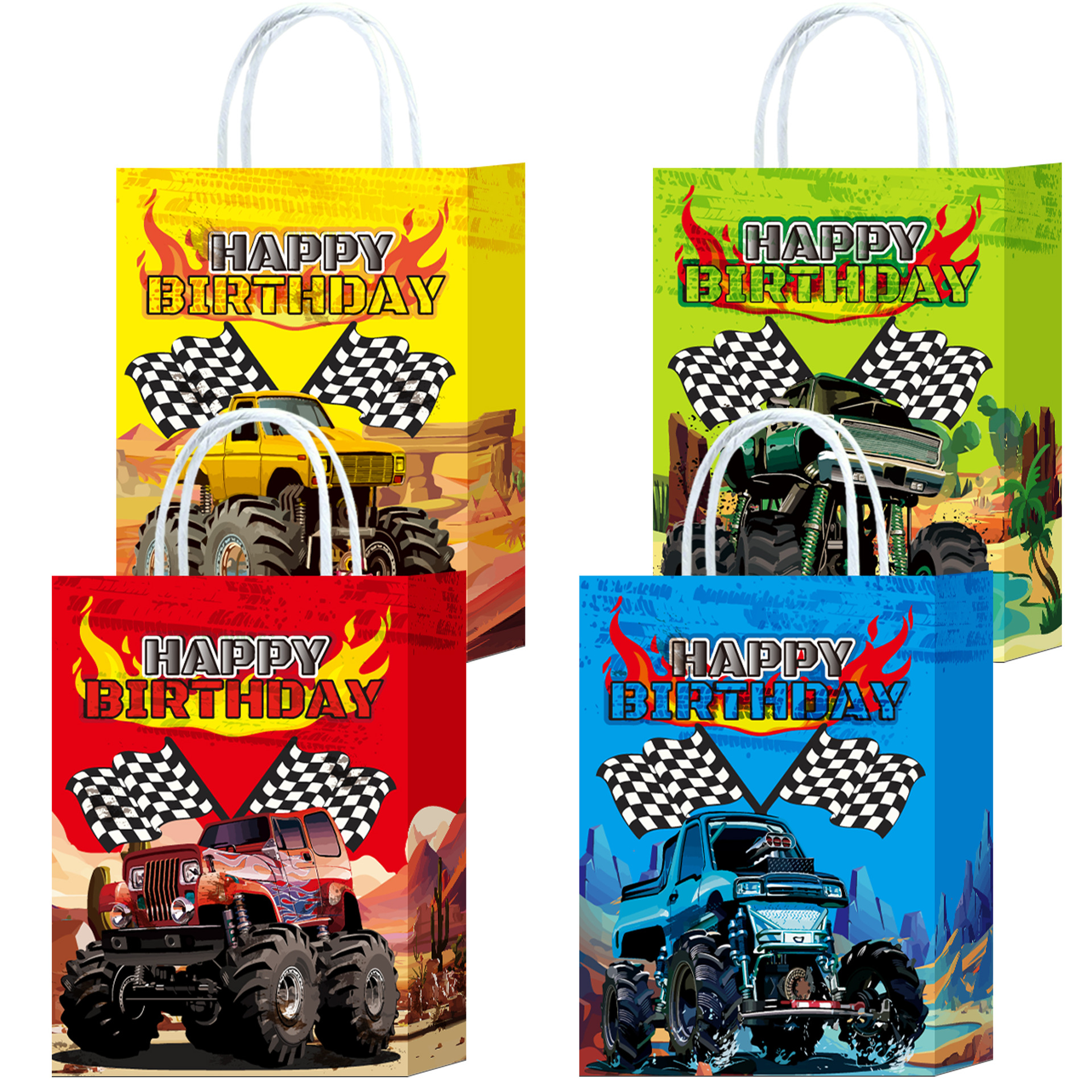 Amazon Truck Body Element Kraft Paper Bag Party Racing Pattern Gift Bag Clove Style Shopping Paper Bag