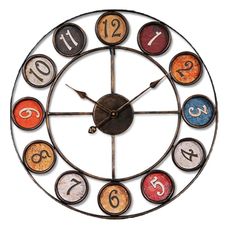 Picture of Amazon Best Selling Creative Clock Background Wall Simple Clock Iron Retro Wall Clock Living Room Study Wall Clock Wholesale