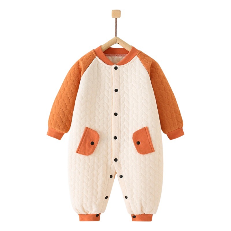 Baby's Jumpsuit Spring and Autumn Pure Cotton Warm Cotton Jacket Autumn Clothes Baby's Thickened Winter Pajamas Newborn Clothes
