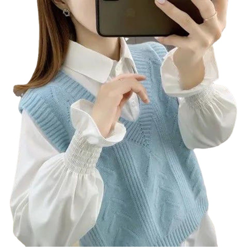 Early Spring and Autum 2024 New Popular Women's Vest Knitted Vest Women's Sweater V Neck Loose Vest Outer Wear