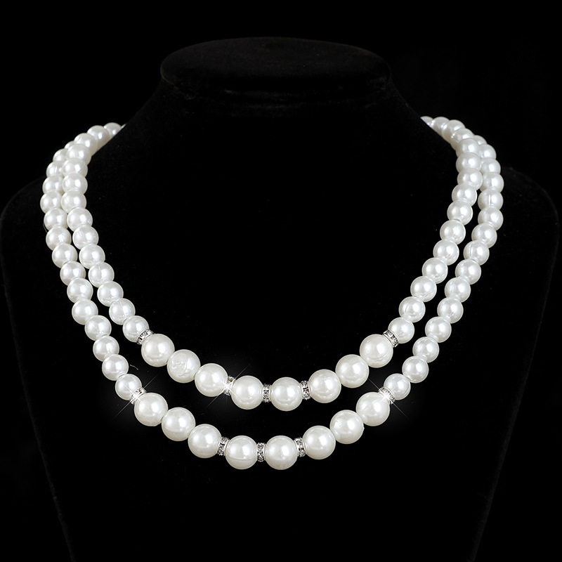 Picture of Cross-border jewelry new bridal sweater chain necklace set diamond artificial pearl necklace earring bracelet set
