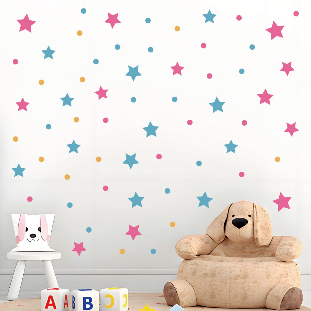 3 sets of colorful star wall stickers home decoration bedroom living room star stickers