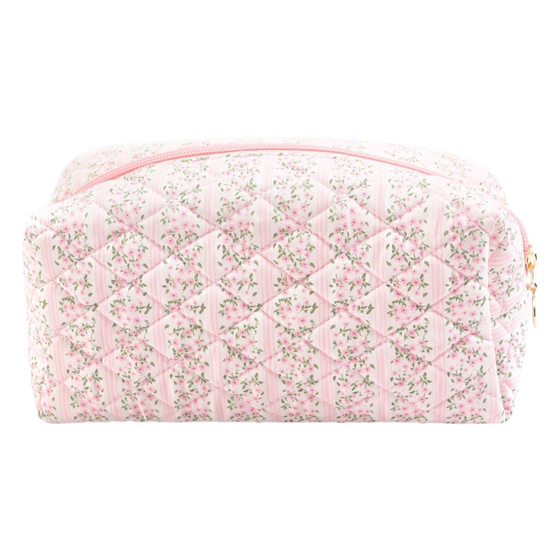 Cross-border Small Floral Quilted Cosmetic Bag Travel Skin Care Zipper Bag Large Capacity Portable Storage Bag Soft Bag