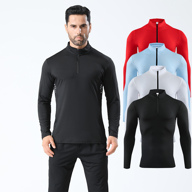 Cross-Border New Large Lapel Long-Sleeved T-Shirt for Men in Autumn and Winter Sports and Leisure Long-Sleeved T-Shirt for Men