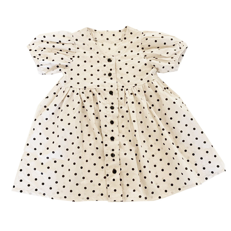 Picture of 2022 summer Korean style parent-child clothing new Korean style polka dot bubble short sleeve Princess casual women's clothing Dress 1