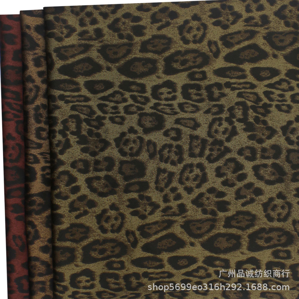 Ling Grosgrain Printed Satin Acetic Leopard Print European and American-style Cross-border Women's dress Top Fabric