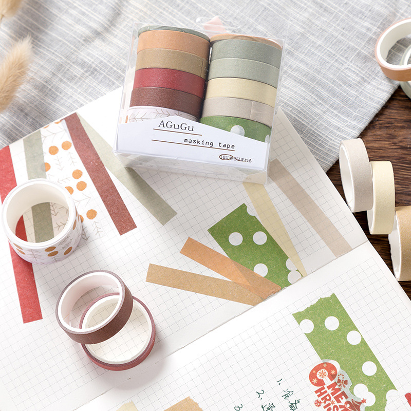 Picture of Agugu Sweet Dream Washi Tape Ins Sticker Pure Color Basic Hand Account Material Set Hand Account Tape