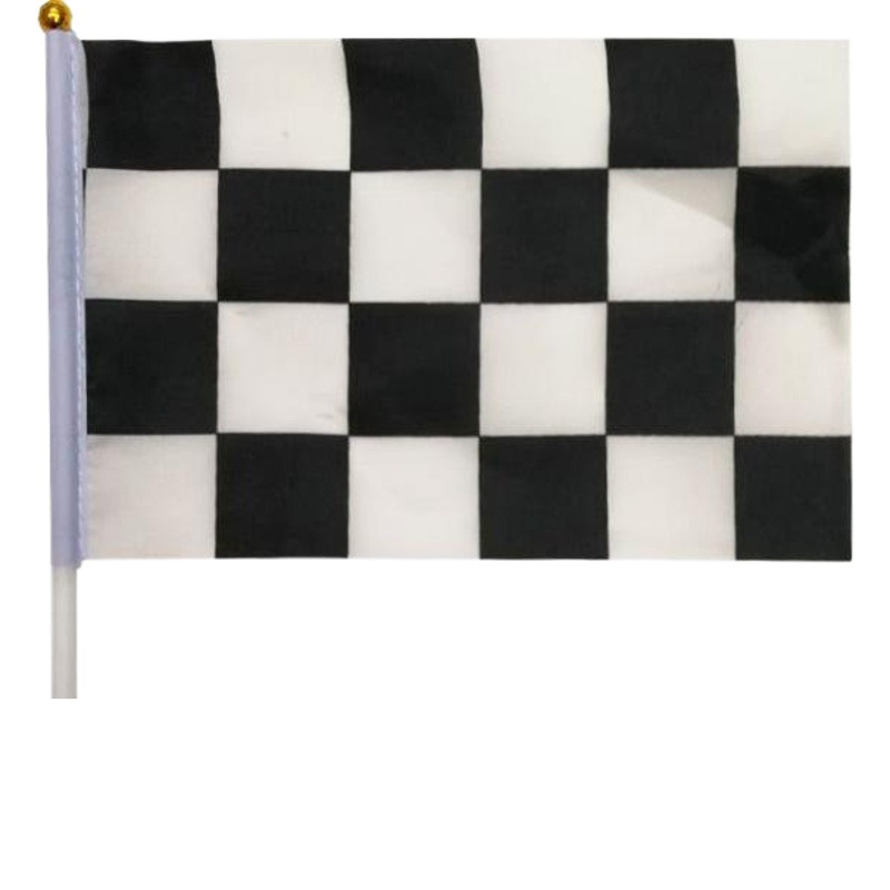 Cross-Border Supply Black and White Checkered Racing Flag F1 Signal Flag 14*21 Polyester Cloth Racing Hand Waving Flag