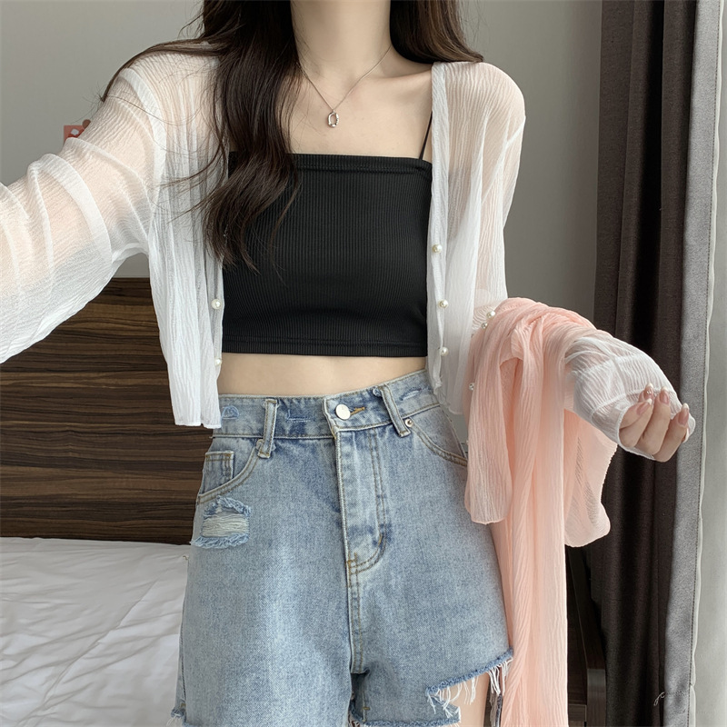 Sunscreen Long-sleeved Chiffon Shirt Women's 2024 New Shawl Summer Cardigan Outer Wear Student Coat Top Ins Trendy