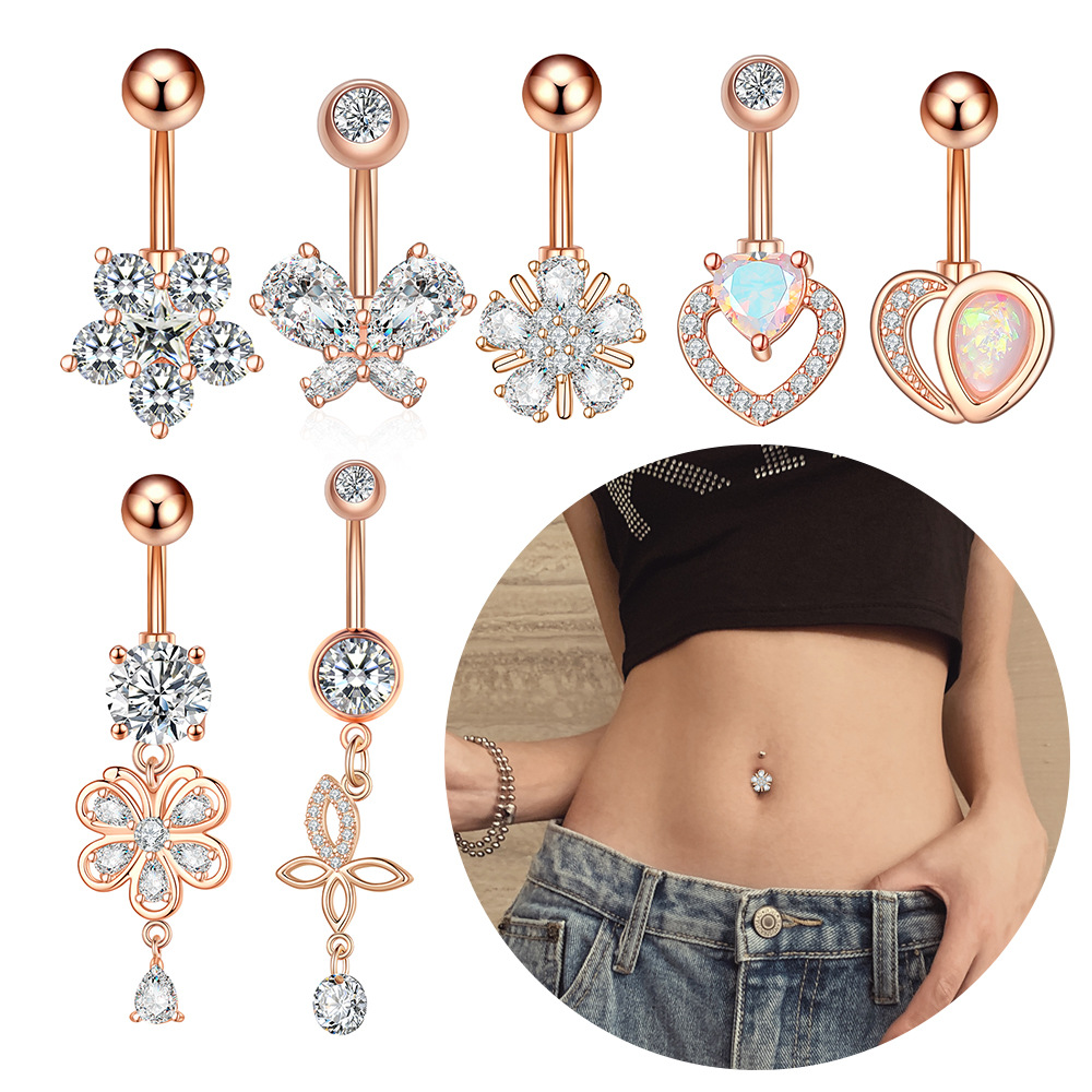 Cross-border e-commerce new zircon belly button ring belly button nail piercing jewelry online wholesale