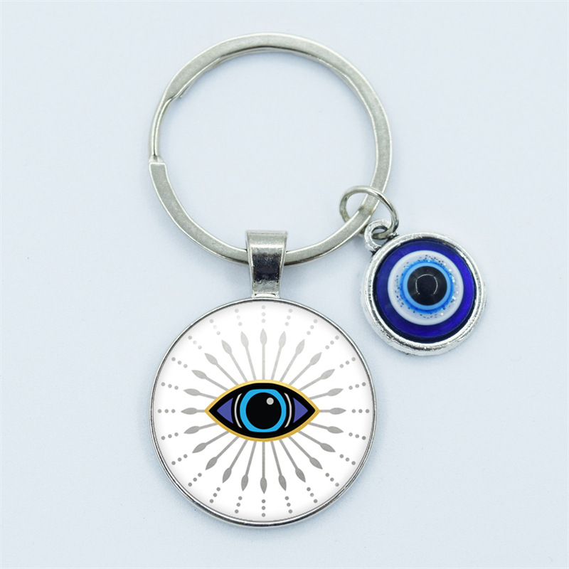 Cross-Border Devil's Eye Key Chain Pendant Turkish Blue Eye Accessories Alloy Pendant Evil Eye Key Chain
