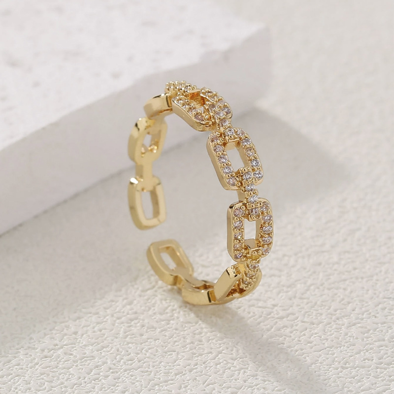South Korea New Zircon Letter Snap Ring Personality Temperament High-end Sense Ring Internet Celebrity Light Luxury Jewelry Women's Wholesale