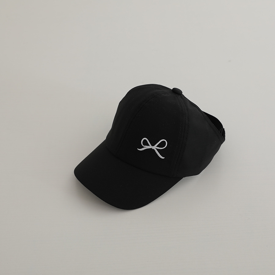 Picture of Embroidered Baby Hat Summer Thin Big Brim Sunshade Sun Protection Pony Tail Half-Hallot Cap Girls Baseball Cap