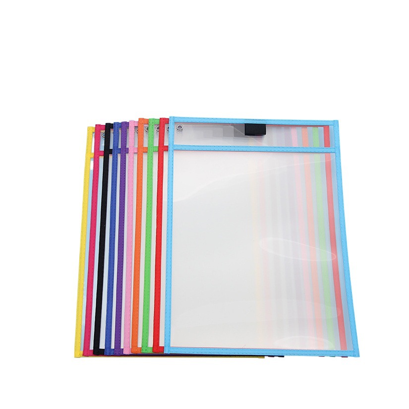 Factory in stock Early Childhood Education Children Erasable File Bag Sewing PVC Storage Bag A4 Vertical Transparent File Bag
