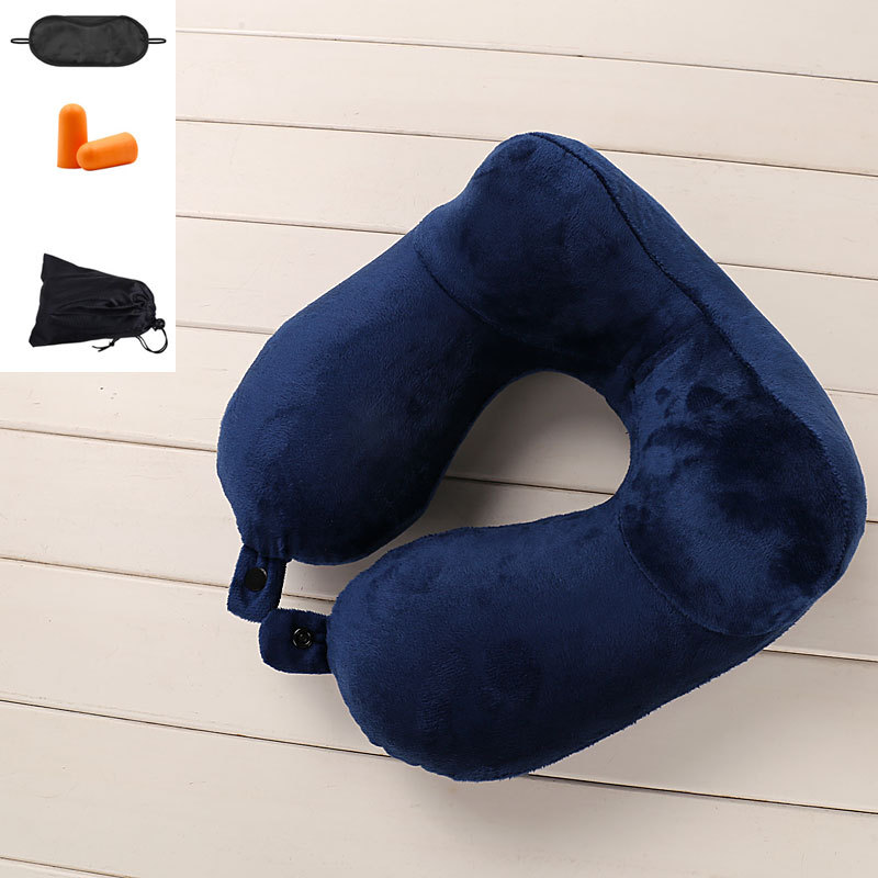 Wholesale Buckle U-shaped Pillow Inflatable Pillow U-shaped Inflatable Travel Sanbao Aircraft Travel Blowing Neck Pillow