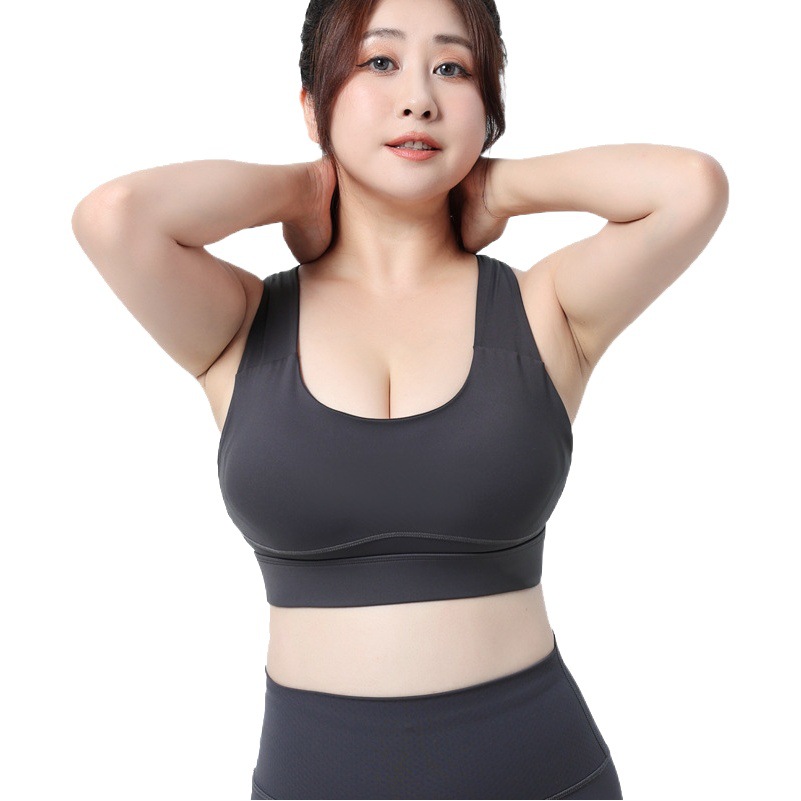 plus size 100.00kg Wide Strap Sports Bra Cross-Back One-Piece Yoga Underwear High Strength Training Vest