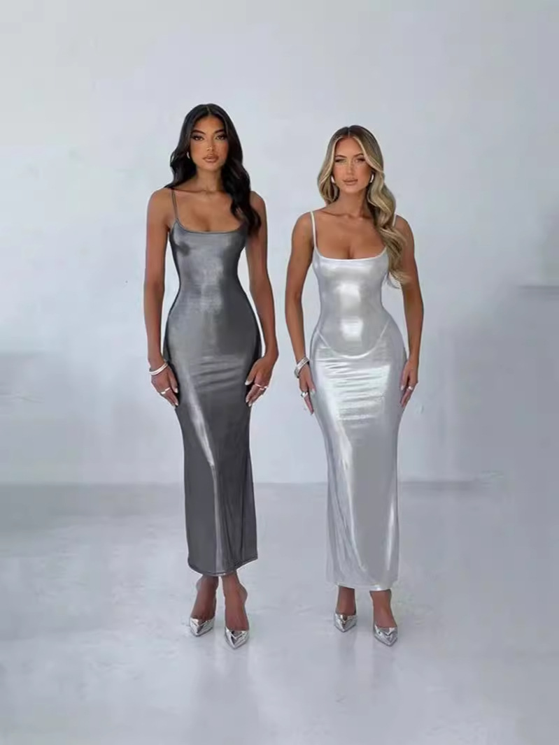 Amazon Cross-border Women's 2024 Winter Elegant Fashion Sexy Shoulder Slim Sling dress Children's Dress