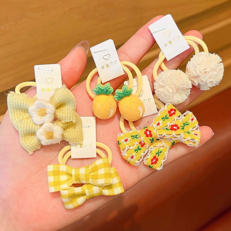 Korean fabric children's hair band baby bow head rope girl princess hair rope does not hurt hair small rubber band