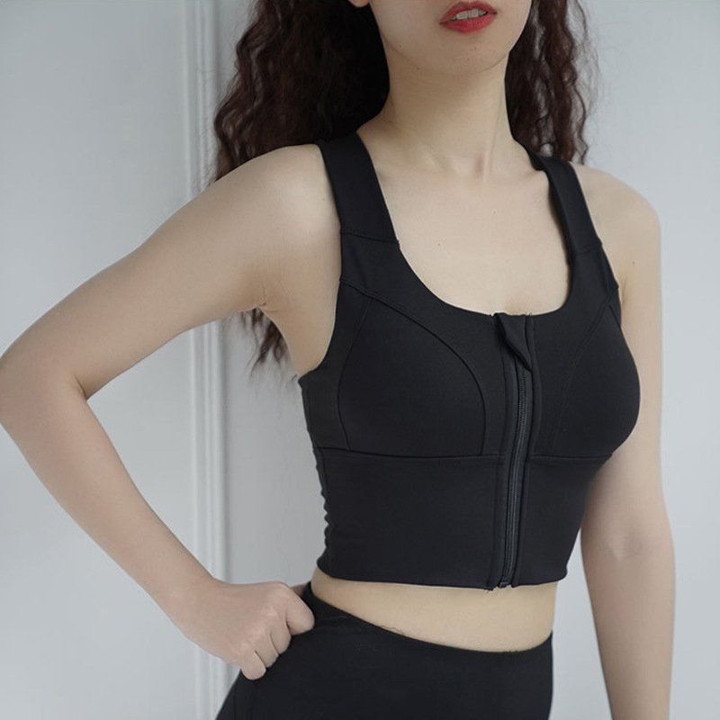 Summer front zipper sexy sports underwear running yoga quick-drying breathable thin support beauty back bra with chest pad