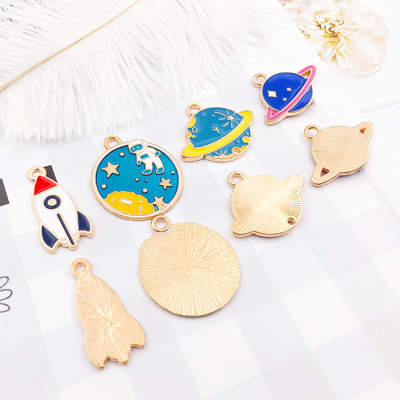 Picture of 1 Astronaut Space Rocket Star Accessory Alloy Oil Drop Pendant Earrings Bracelet Pendant Space Fashion Jewelry