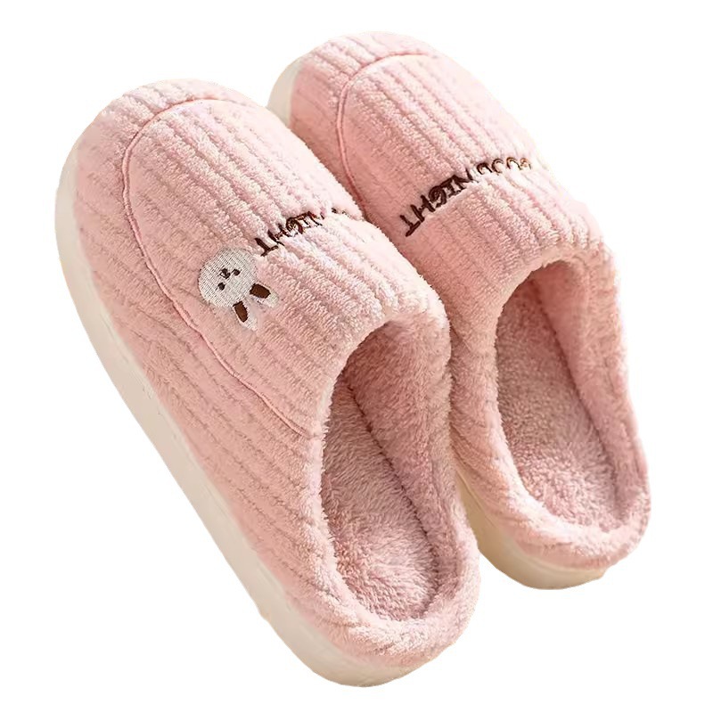 Picture of Factory wholesale cotton slippers men's non-slip indoor thickened plush warm couple thick bottom home winter cotton slippers women