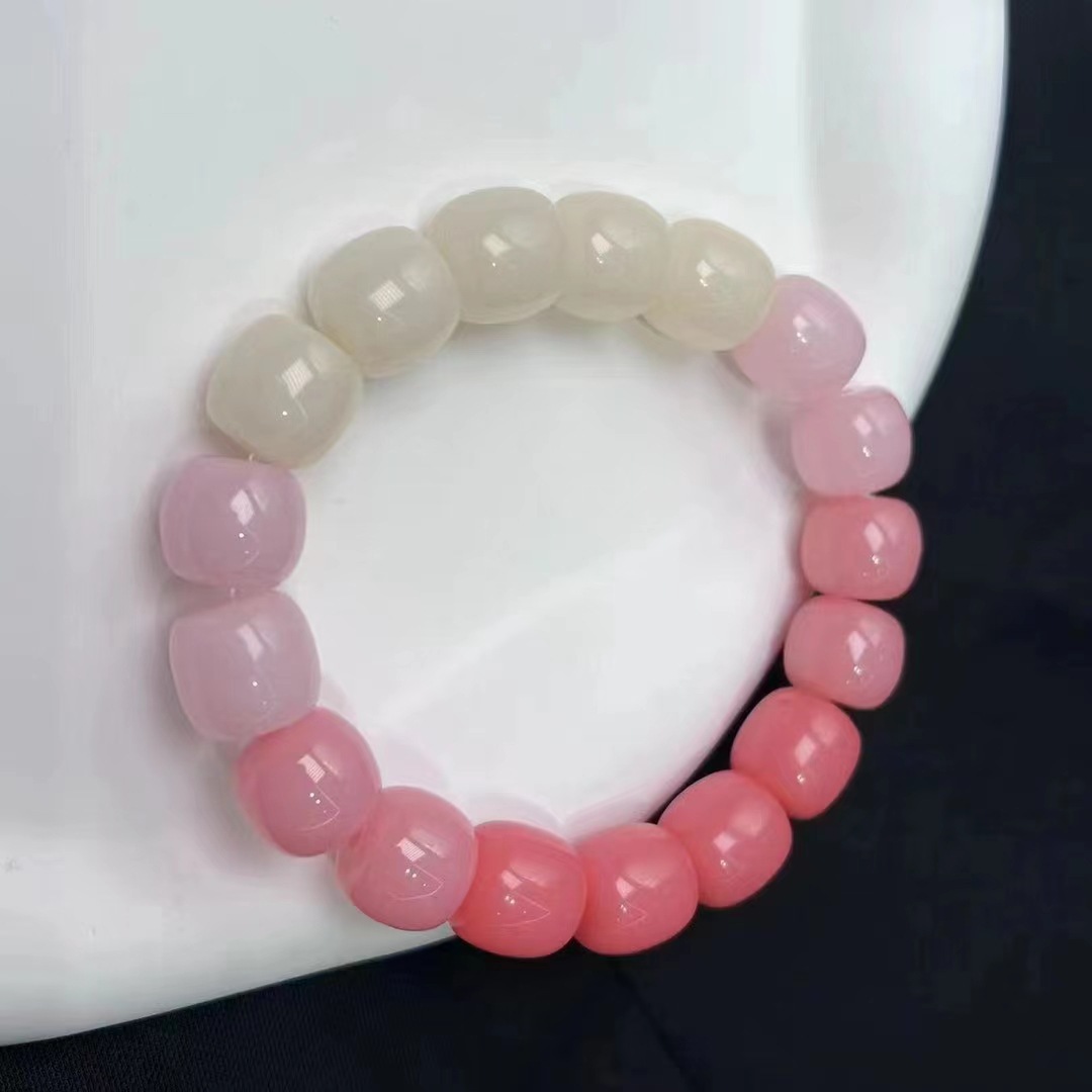 Picture of Sea Salt Blue and White Jade Bodhi Bracelet Women's Bracelet Small Lime Bodhi Root Wenwan Buddha Beads Rosary Plate Play Bracelet Men