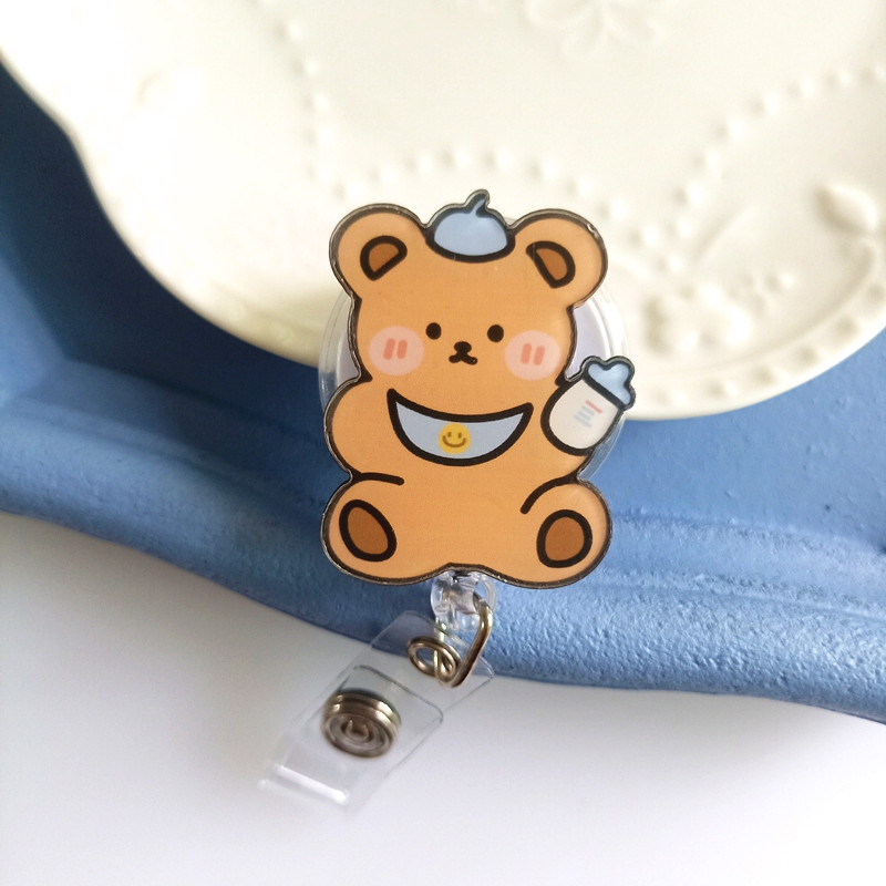 Picture of Nurse Badge clip cute bear rabbit cartoon easy pull buckle easy pull staff brand badge telescopic buckle
