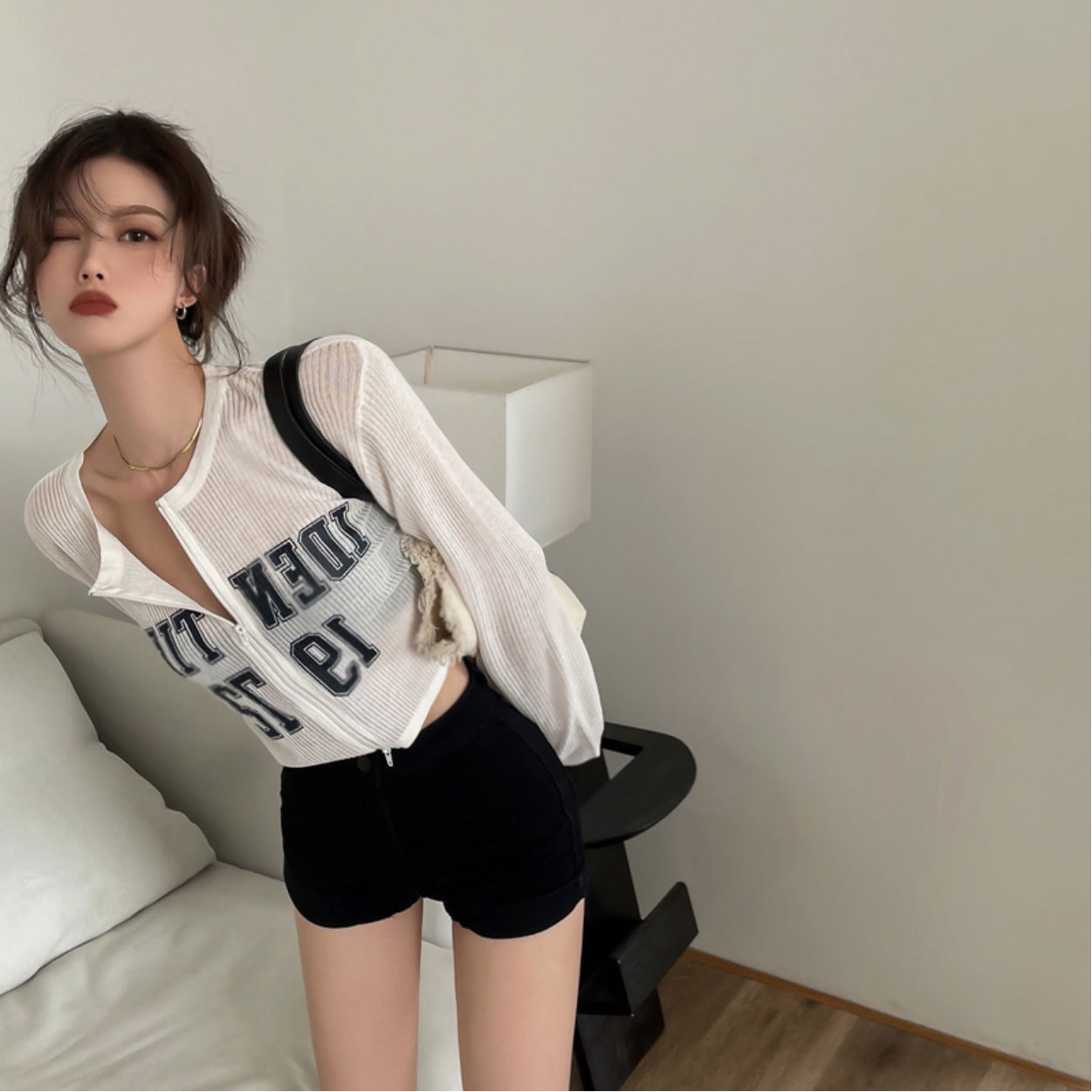 Picture of Air-Conditioning Shirt Thin Summer Loose Short Long-Sleeved Sun Protection Blouse Top Ice Silk Letter Knitted Cardigan Jacket for Women
