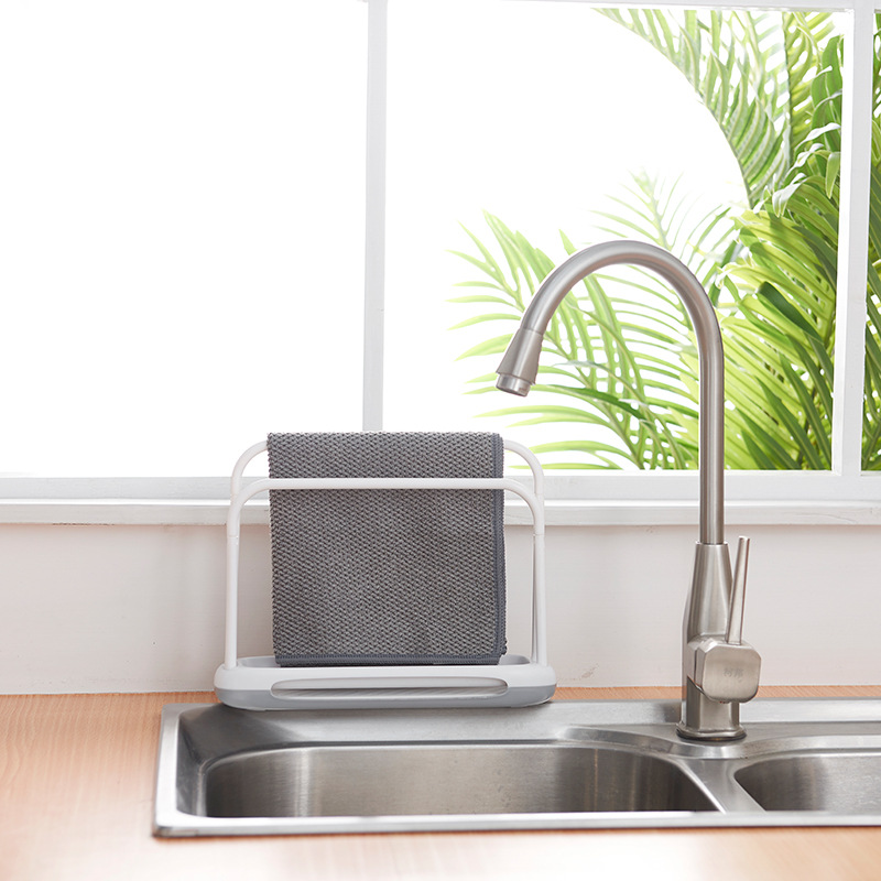 Picture of Creative Kitchen fashion towel hanging double layer with draining sink drying rag hook rack diatom mud double rod rag rack