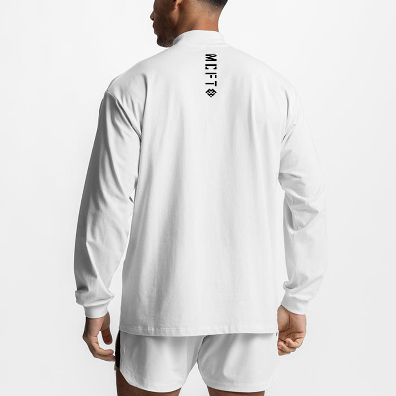 Men's casual small high collar long sleeve muscle sports fitness loose T-shirt men's speed clothes training running sweater