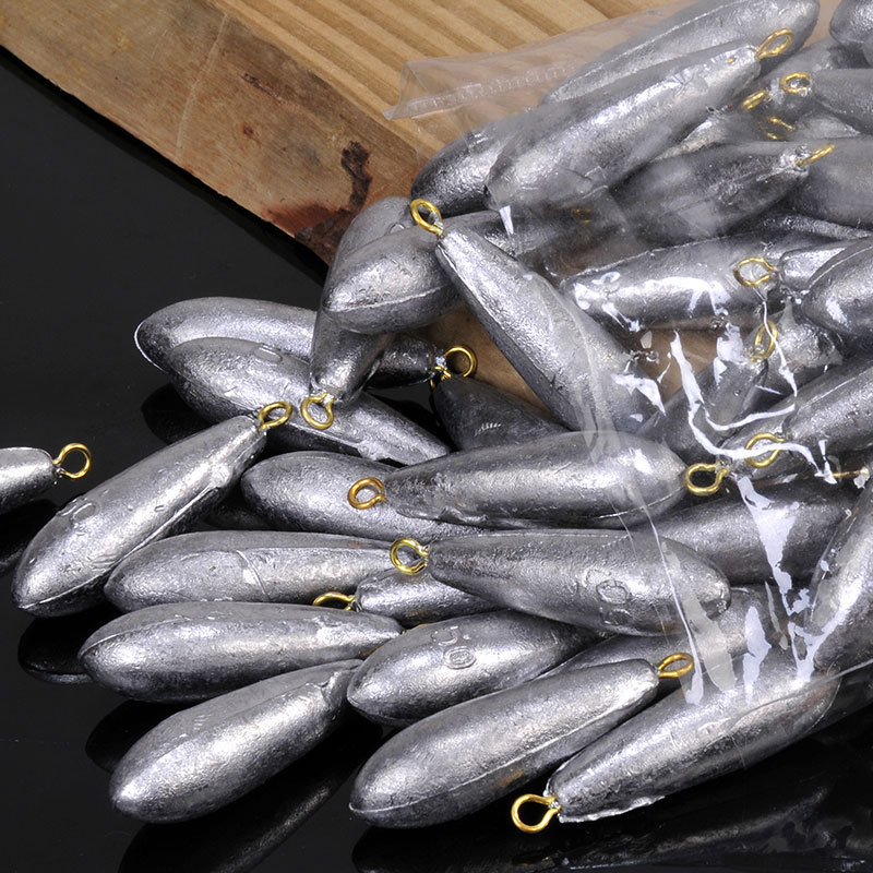 Picture of Aohu Bulk Willow Type Lead Pendant with Ring Luya Lead Pendant Sea Fishing Hanging Ring Lead Tuo Raft Fishing Gear Products