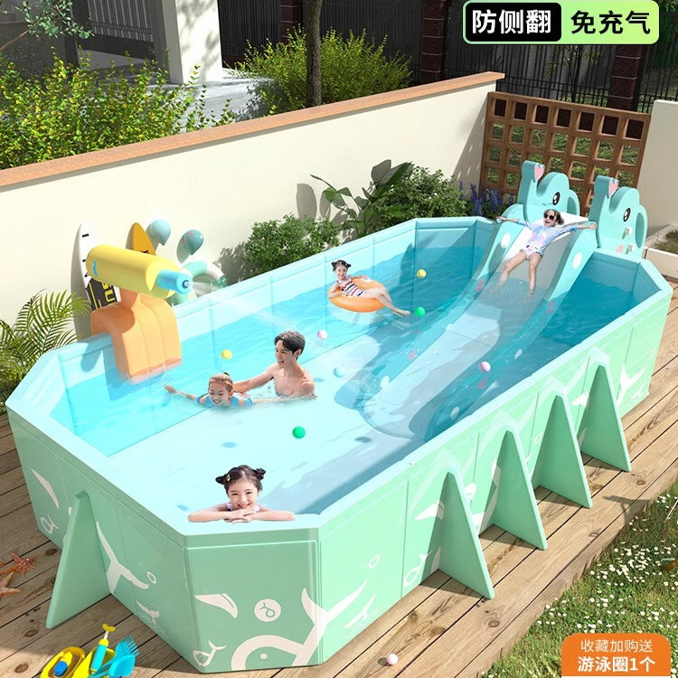 Cross-Border Preferred Inflatable Swimming Pool Children's Paddling Pool Home Outdoor Large Adult Swimming Pool Foldable Wood