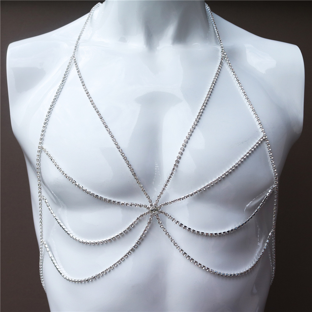 Picture of Cross-Border fashion sexy rhinestone halter bikini beach body chain personality multi-layer hot bra chain accessories