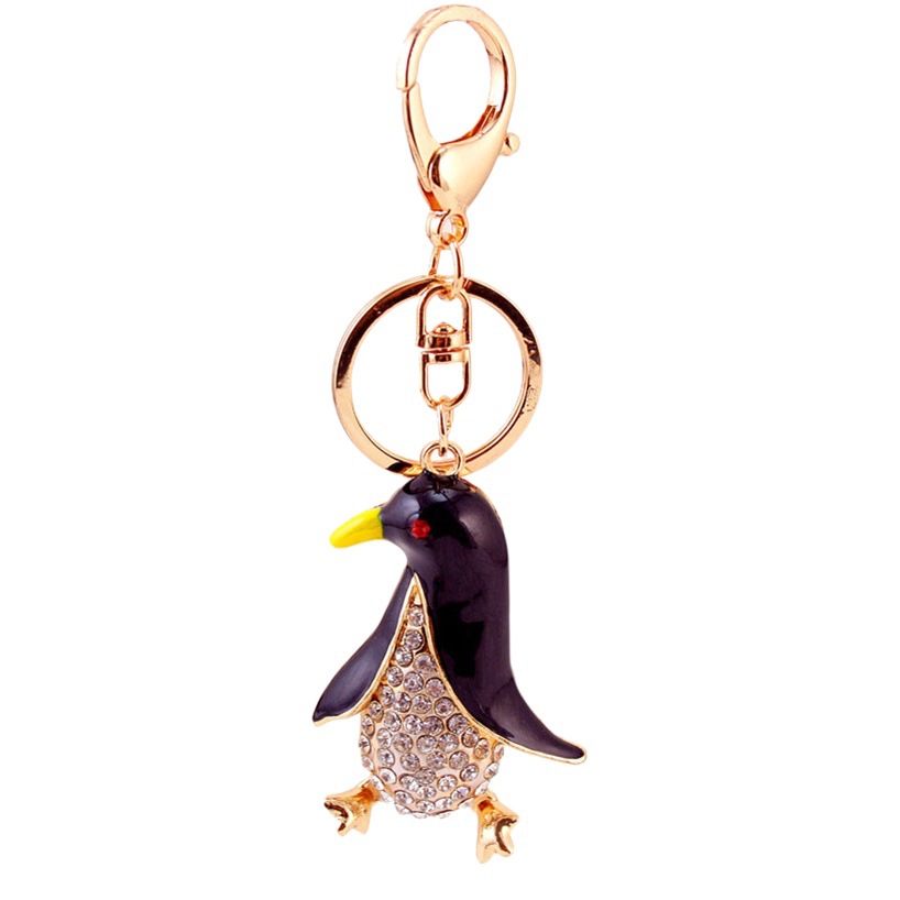 Fashion Creative Diamond-encrusted Crystal Penguin Keychain Animal Women's Bag Accessories Small Gift Bag Buckle Pendant Girlfriend 210