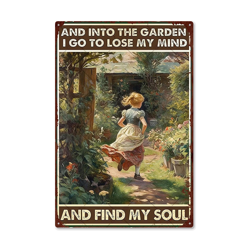 Picture of Cross-border American Country Retro Flower Figure Tin Painting Garden Pastoral Balcony Wall Wall Wall Old Decoration Pendant