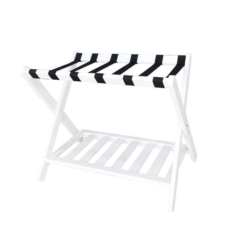 Picture of Hotel Luggage Rack Black Household High-grade Nanzhu Folding Bedroom Storage Rack Simple Double-layer Luggage Storage Rack
