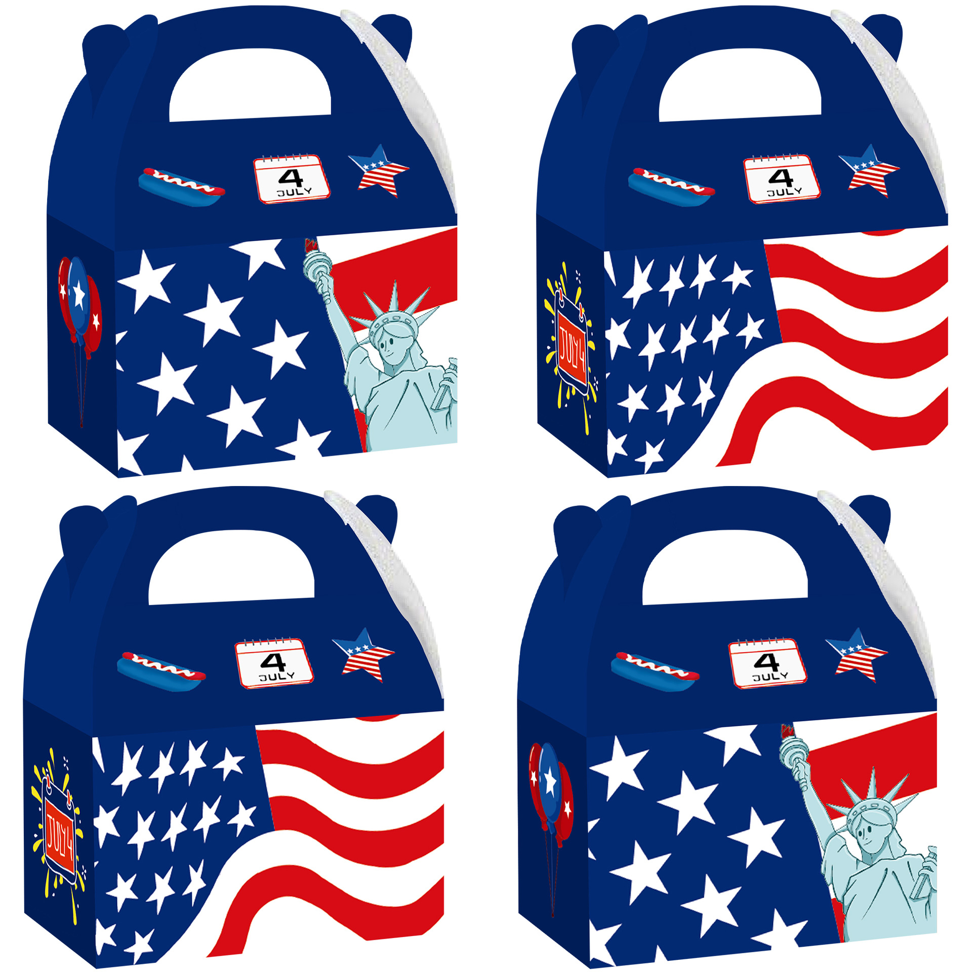 Amazon Patriotic Soldiers Day Independence Day White Cardboard Gift Paper Box Jewelry Box Holiday Party Gift Box