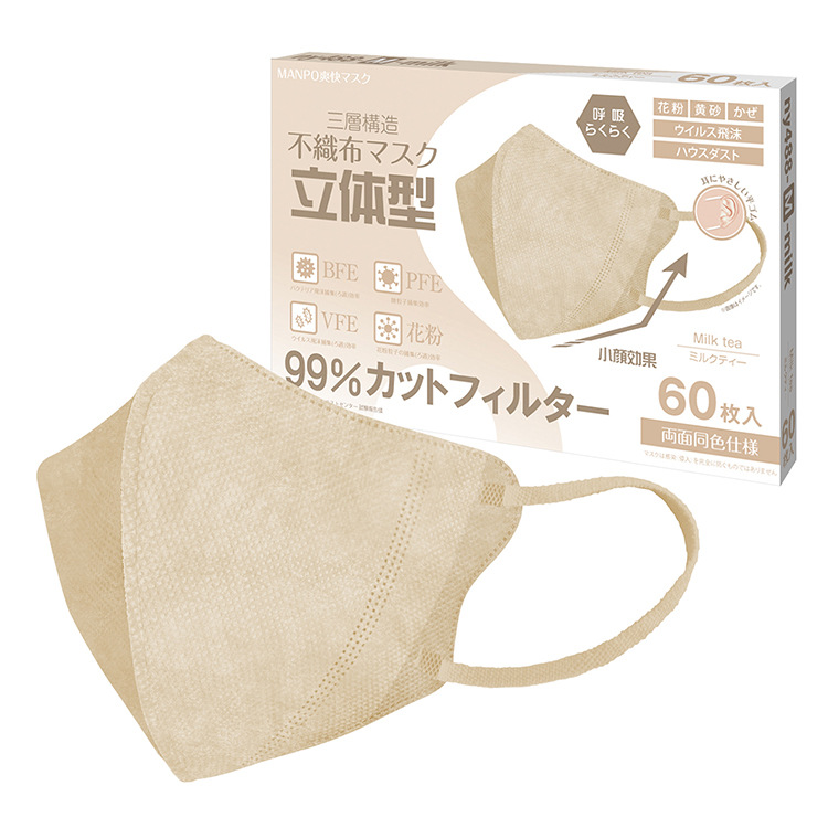 Picture of 3D Three-Dimensional High-Appearance Disposable Autumn Breathable Boxed Three-Layer Non-Tightening Full-Coverage Windproof Mask for Women