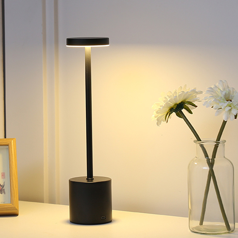 LED Iron I-shaped Table Lamp Modern Simple Bedroom High-level Bedside Lamp Bar Restaurant Atmosphere Lamp Nightlight
