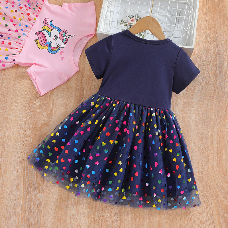 Picture of Girls' dress Children's Summer Short-sleeved Korean Style Children's Wear New Stylish Princess Elephant Mesh Dress Girls' Skirt