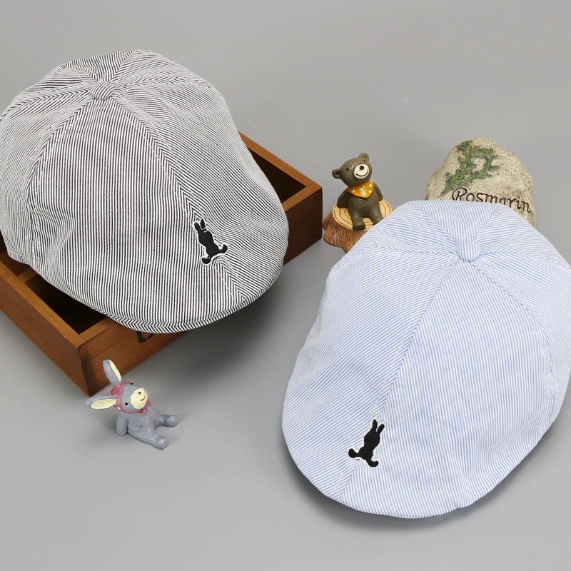 2021 Spring Large Brim Children's Hat Baseball Cap Striped Bunny Beret Casual Mz4651 Infant