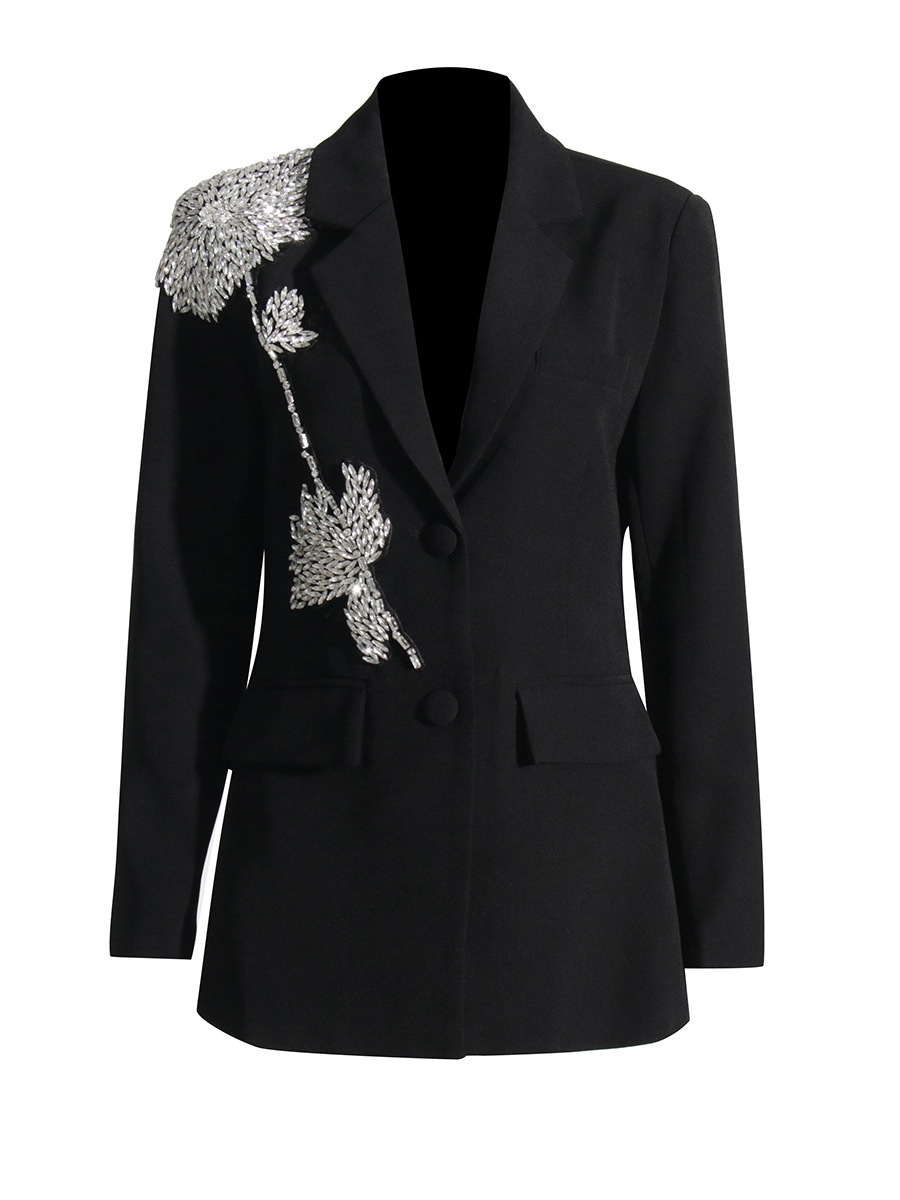 Picture of Designed Pure Color Small Suit 2025 Autum New Fashion Lapel Splicing Heavy Industry Decorative Flap Pocket Pants Splicing Jacket