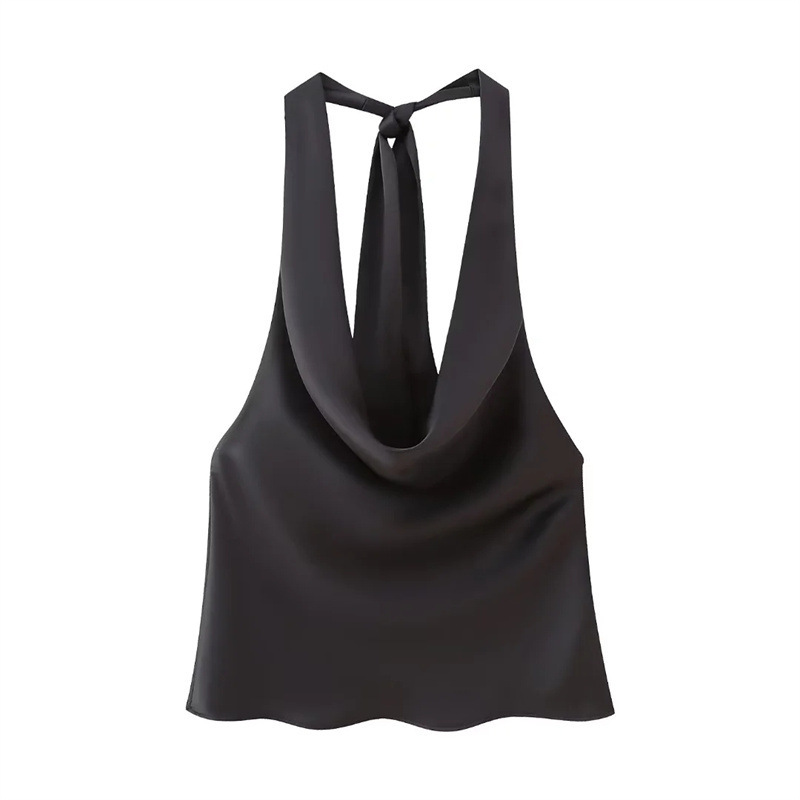 Picture of 2023 American cross-border European and American women's small sling forged satin silky elegant top