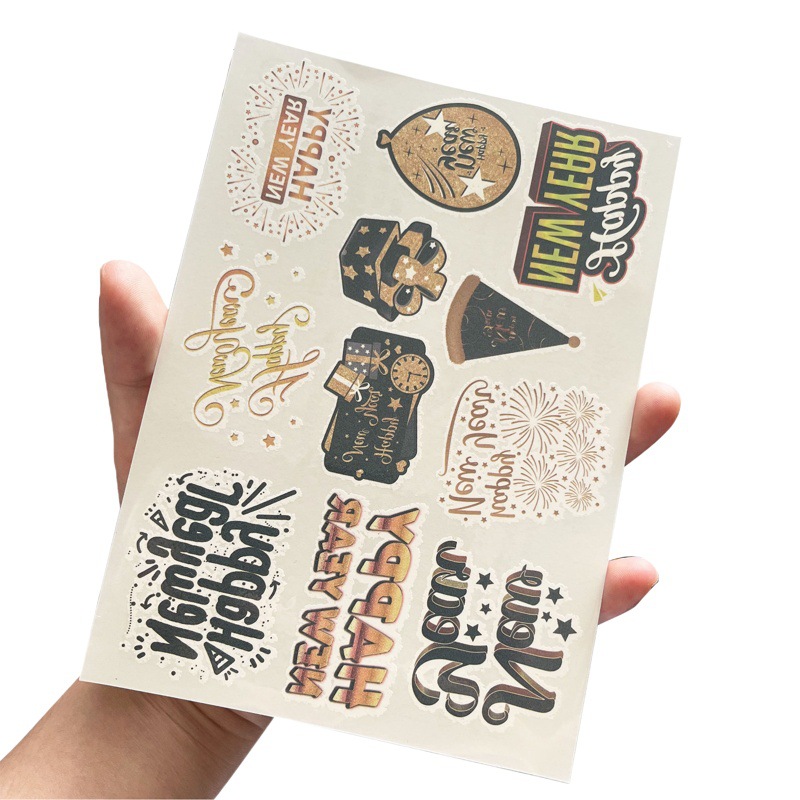 Cross-border Happy New Year Waterproof Tattoo Stickers New Year Party Stickers New Year's Eve Atmosphere Arrangement
