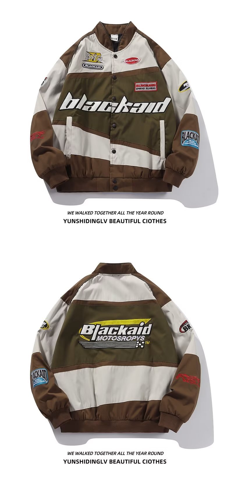 Picture of American-style Biker Jacket Men's Amazon Foreign Trade Retro Hip-hop Loose All-match Couple Baseball Suit New Jacket