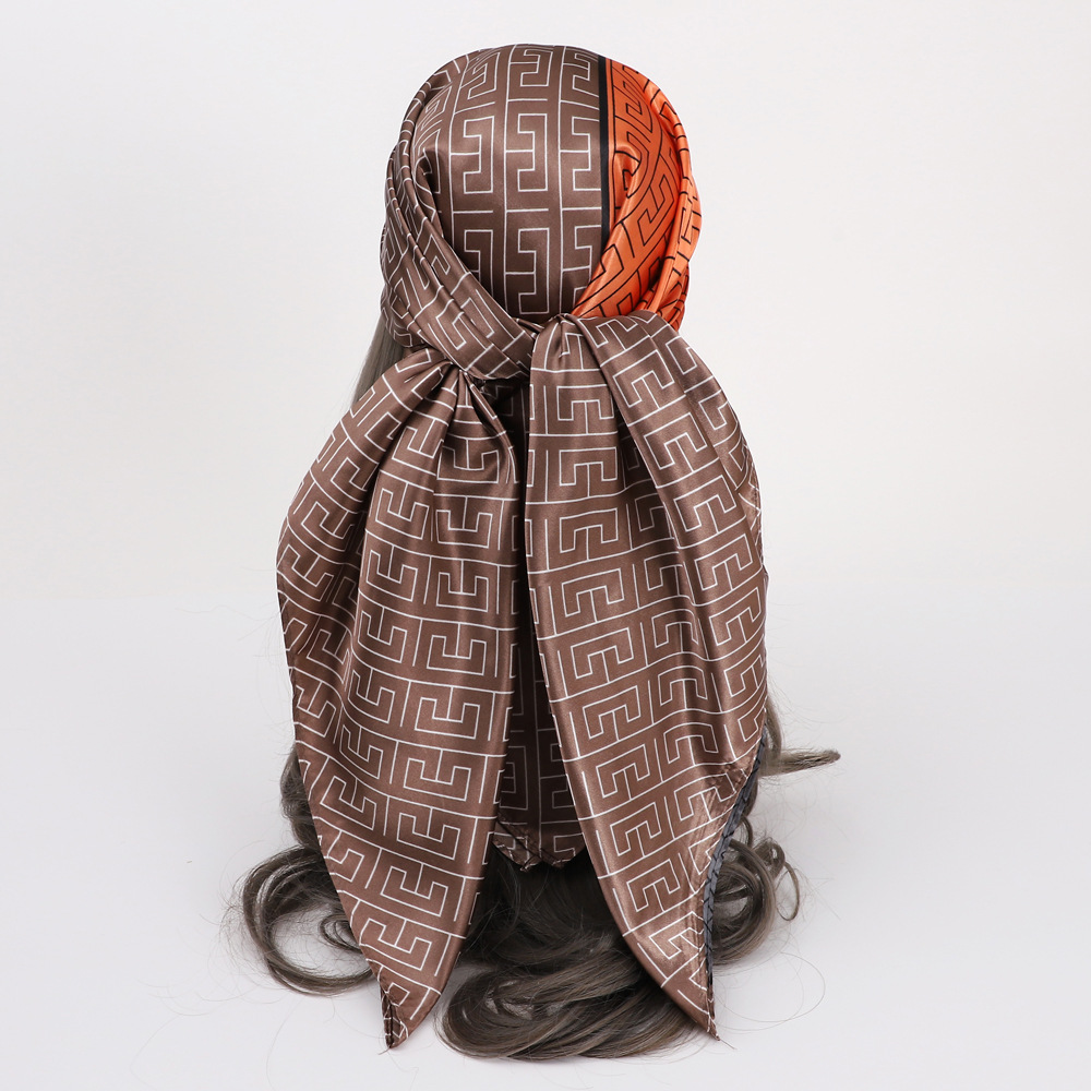 Picture of Simulated Silk Scarf Women's Headscarf 90*90cm Square Scarf Pattern Scarf Shawl European and American Cross-Border Scarf Wholesale