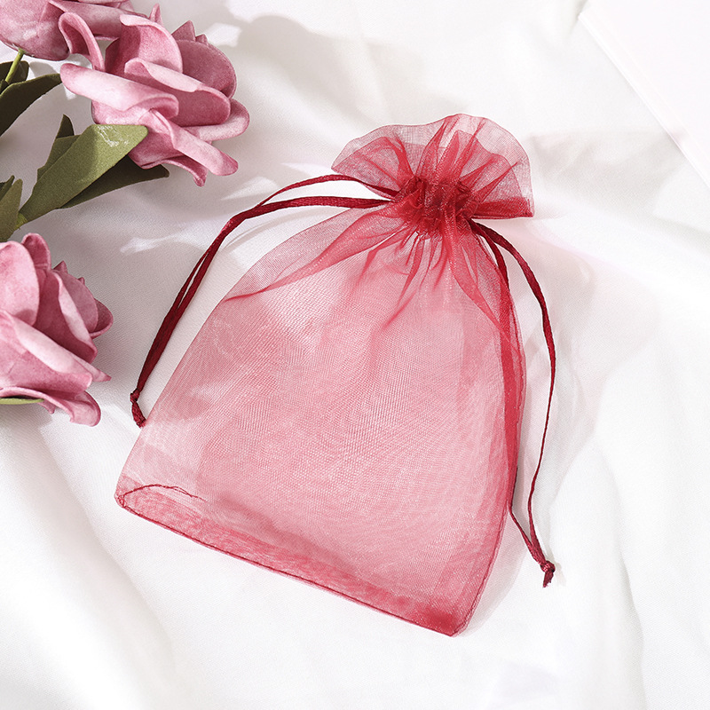 Picture of Plain beam gauze bag wholesale wedding candy bag spot small gift packaging mesh bag printing high density gauze