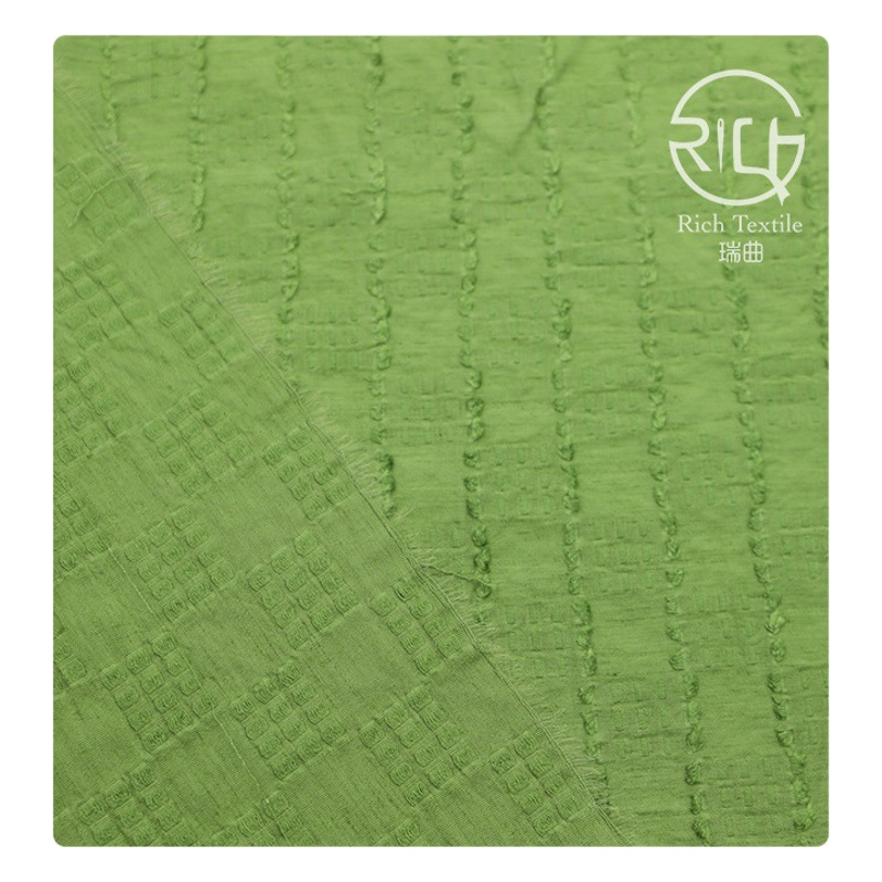 Ready Stock Nylon Linen Embossed Cutwork Fabric Jacquard Rayon Texture Style Dress Top Skirt Clothing Fabric